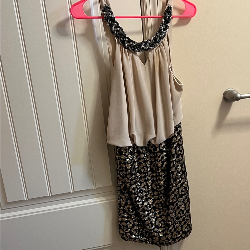fab'rik Cream and Black Mini Dress